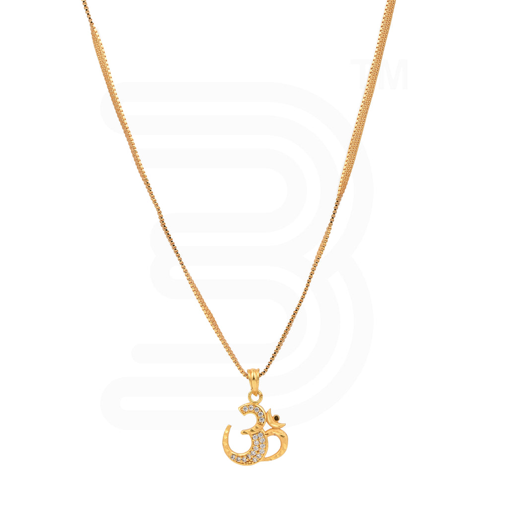 Gold Forming Chain Om Pendant Set