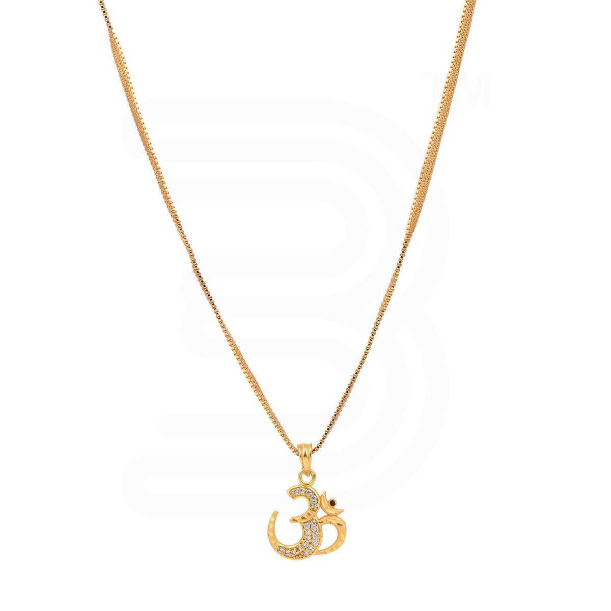 Gold Forming Chain Om Pendant Set
