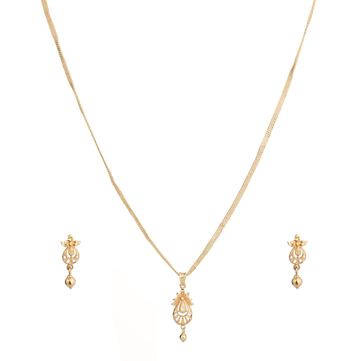 One-Gram Gold Chain Pendant Set with Matching Tops for Women ( 3 Line Chain )
