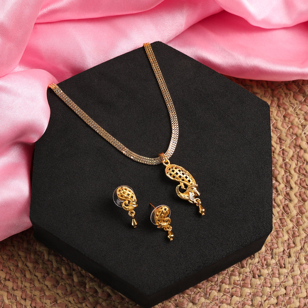 One-Gram Gold Chain Pendant Set with Tops