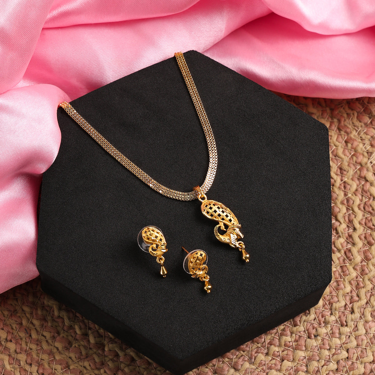 One-Gram Gold Chain Pendant Set with Tops
