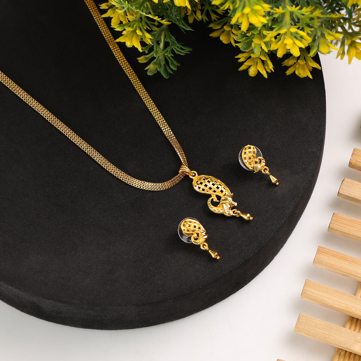 One-Gram Gold Chain Pendant Set with Tops