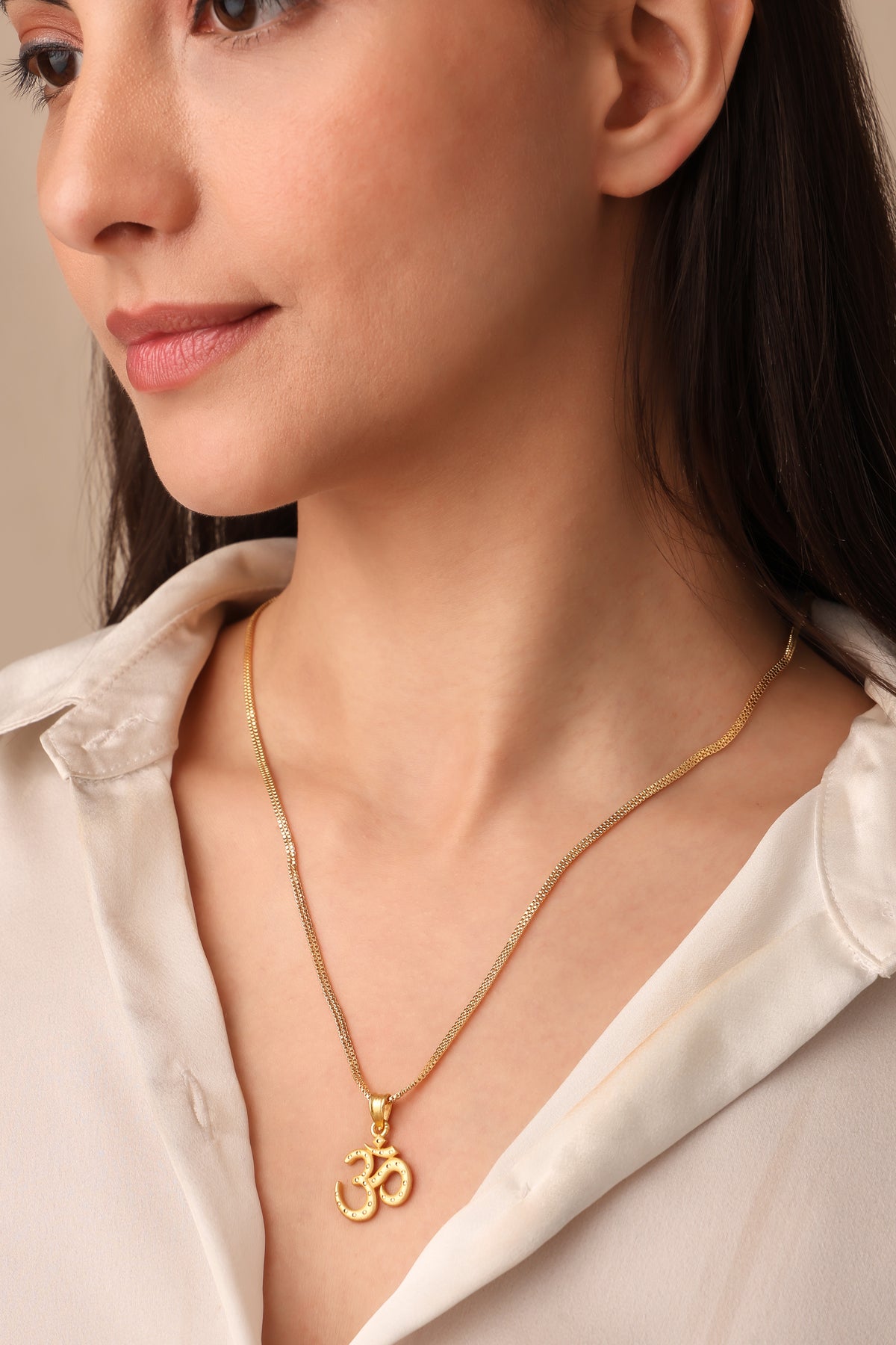18K Gold Coated Pendant Necklace – Anti-Tarnish Finish ( 2 Line Chain )