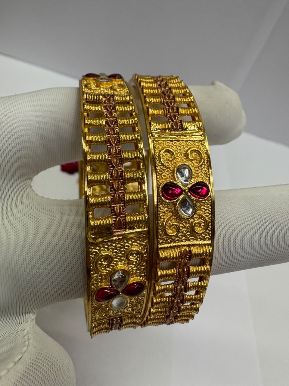 One Gram Gold Forming Kada | Traditional Gold-Plated Bangle