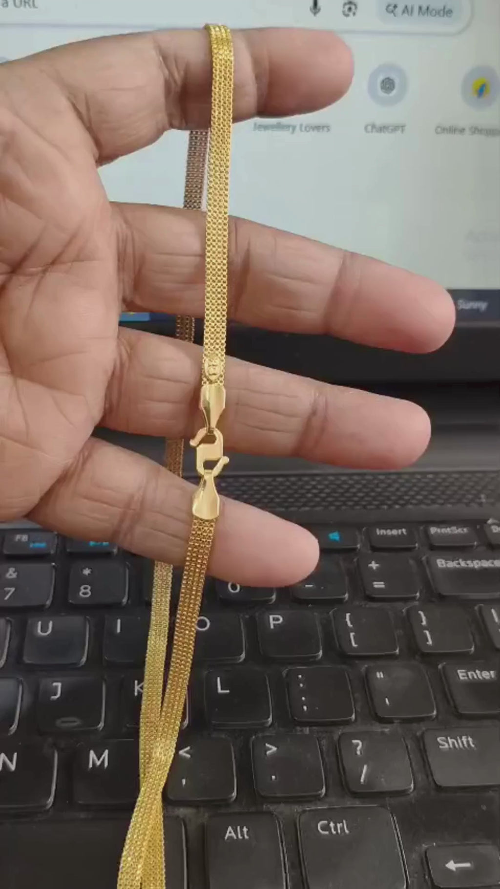 Stylish 1 Gram Gold Forming 4 Line Chain – 24 Inch | Lightweight & Elegant (Single Chain)