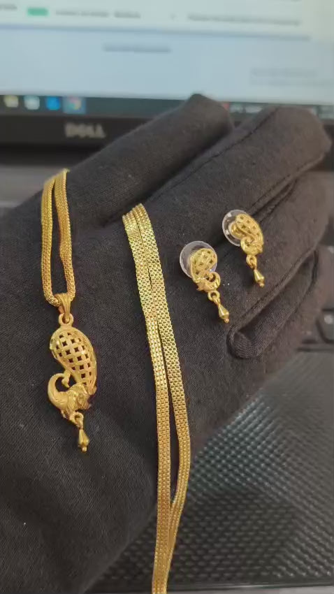 One-Gram Gold Chain Pendant Set with Tops