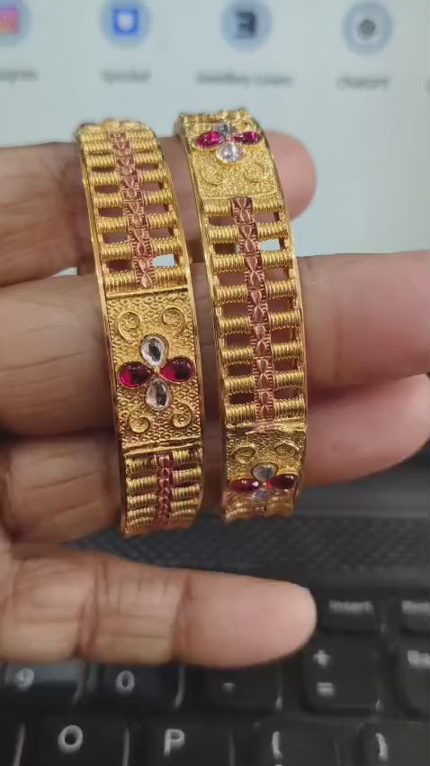 One Gram Gold Forming Kada | Traditional Gold-Plated Bangle